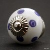 Nábytková úchytka bílá s fialovými puntíky 4 cm - knopka