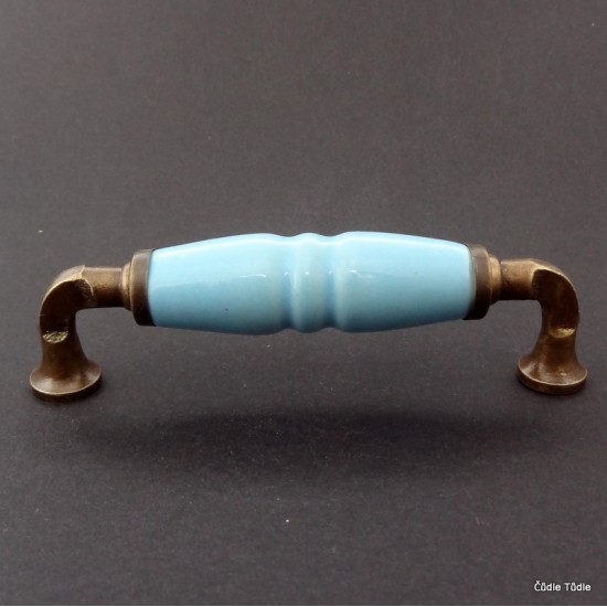 Nábytkové madlo keramické světle modré- 10 cm 